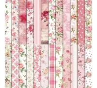 PORUPAEL 24 Sheets Scrapbook Paper - Floral Patterned Decoupage Paper Sheets, Pink Themed Patterned Cardstock Pads for Scrapbooking, Card Making, DIY Projects and Gift Wrapping (Flowers-H)