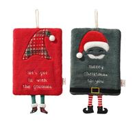 PORUPAEL 2pcs Christmas Hand Towels for Bathroom 22 * 18cm Cartoon Christmas Tea Towels for Kitchen Super Soft Quick Dry Towel Hanging Face Towel with Loop Xmas Gift for Home Kitchen Bathroom