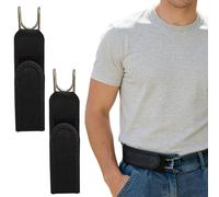 PORUPAEL 2PCS Metal Hook Elastic Belt - No Buckle Stretch Belt for Men, Invisible Low Profile Waistband for Work, Casual, Business, Travel (Black)