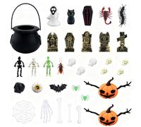 PORUPAEL 43 Pcs Halloween Mini Ornaments Decoration, Plastic Halloween Ghost Decorative Ornaments Halloween Dollhouse Decoration, Miniature Dollhouse Accessorie for Halloween Party Decoration