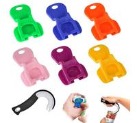 PORUPAEL 7pcs Easy Can Opener Set - 6 Magic Ring Pull Openers + 1 J-Shaped Opener with Non-Slip Handle for Soda, Beer & Beverage Cans (Elderly Friendly & Portable)