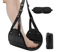 PORUPAEL Airplane Foot Rest Set - Portable Foot Hammock for Flight with 3D Eye Mask, Adjustable Plane Foot Rest, Travel Essentials for Long Flights, Comfortable Leg Support System