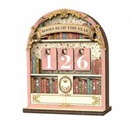 PORUPAEL Books Read This Year Tracker - Wooden Reading Challenge Counter Sign, Decorative Book Counter & Progress Tracker Shelf Decor for Book Lovers, Readers, Writers, Libraries (Pink)