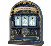 PORUPAEL Books Read This Year Tracker - Wooden Reading Challenge Counter Sign, Decorative Book Counter & Progress Tracker Shelf Decor for Book Lovers, Readers, Writers, Libraries (Blue)