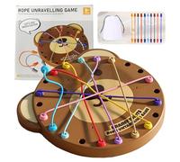 PORUPAEL Brainy Knots Game with Cute Bear Design - Rope Challenge Puzzle Board Game for Kids & Adults, 10-Color Twisted Rope Untangling Toy with Storage Bag, Educational Logic Strategy Family Game