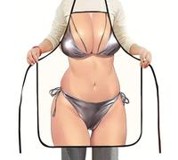 PORUPAEL Funny Novelty Sexy Apron Bikini Woman Apron Adjustable Waterproof Printed Cooking Aprons Joke Pranks Fun Rude Gifts for Men Women Couples