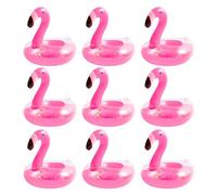PORUPAEL Inflatable Flamingo Drink Holder (Pink-9 Pcs) - Pool Float Drink Holder - PVC Material