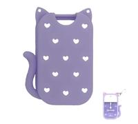 PORUPAEL Silicone Case Holder for Touchland Hand Sanitizer Spray - Cute Cat Ear Protective Cover with Keychain, Heart-Shaped Holes Design, Purple Spray Bottle Accessory