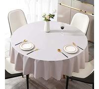 PORUTE 240cm Round Tablecloth, Water Resistant Spill Proof Polyester Table Cloth, Washable Table Cover, PVC Table Cloth for Round Table, for Indoor and Outdoor Use