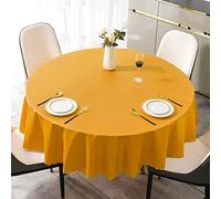 PORUTE 240cm Round Tablecloth, Water Resistant Spill Proof Polyester Table Cloth, Washable Table Cover, PVC Table Cloth for Round Table, for Indoor and Outdoor Use