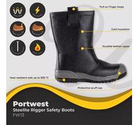 Porwest Steelite S1P CI Scuff Cap Safety Rigger Boots Black FW13 UK13 / EU48