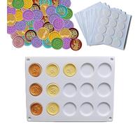 PORXFLY 15 Cavity Silicone Mold Pad for Wax Seal and 96 PCS Transparent Double-Sided Adhesive Sticky Dots Craft Waxing for Sealing Wax,DIY Craft,Letter,wedding invitations