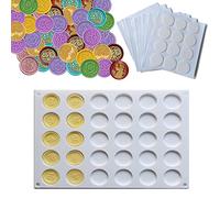 PORXFLY 30 Cavity Silicone Mold Pad for Wax Seal and 96 PCS Transparent Double-Sided Adhesive Sticky Dots Craft Waxing for Sealing Wax,DIY Craft,Letter,wedding invitations