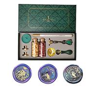 PORXFLY Wax Seal Stamp Set,Vintage Personalized European style Wax Seal Stamp Kit Gift Box Set for Wedding Invitations, Letters,Wine Packages,Cards Envelopes, Gift Wrapping (3 Pcs Animals stamp set)