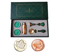 PORXFLY Wax Seal Stamp Set,Vintage Personalized European style Wax Seal Stamp Kit Gift Box Set for Wedding Invitations, Letters,Wine Packages,Cards Envelopes, Gift Wrapping (Maple leaf)