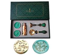 PORXFLY Wax Seal Stamp Set,Vintage Personalized European style Wax Seal Stamp Kit Gift Box Set for Wedding Invitations, Letters,Wine Packages,Cards Envelopes, Gift Wrapping (New buds of Branches)