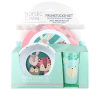 POS 30354 - Breakfast Set with Cute Animal Motif Nordic Crew 3-Piece Tableware Set for Children Consisting of Plate, Bowl and Mug, Sturdy Melamine, BPA and Phthalate