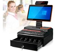 POS Cash Register for Small Business, All-in-One Smart Cash Register with 14" Touch Screen, Built-in 58mm Thermal Printer, Cash Box, 8 GB RAM, 64 GB SSD, Windows 10, Orange
