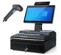 POS Cash Register System, 14" Touch Screen Terminal with Processor, 4GB RAM 64GB SSD, Windows 10 for Small Business Retail and Restaurant blue 4+64G