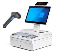 POS Cash Register System, 14" Touch Screen Terminal with Processor, 4GB RAM 64GB SSD, Windows 10 for Small Business Retail and Restaurant white 4+128G