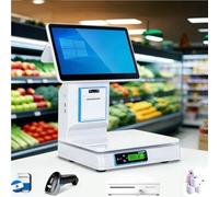 POS Cash Register with Scale, 15'' Touch Screen Windows 10 Built-in 58mm Thermal Receipt Printer for Retail Businesses Includes Cash Drawer, Barcode Scanner