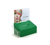 Pos Display Shop Green Acrylic Suggestion Comments Feedback Collection Box with A5 Landscape Poster Holder + Leaflet Holder - PDS9474 Dark GreenLH A5L