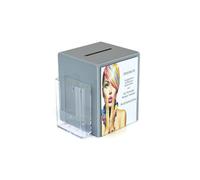Pos Display Shop Grey Acrylic Suggestion Comments Ballot Feedback Collection Box with Leaflet Holder and A5 Portrait Poster Holder PDS9470 (Grey)