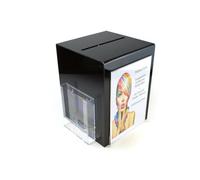 Pos Display Shop Large Black Acrylic Suggestion Comments Ballot Feedback Collection Box with A5 Leaflet Holder + A4 Portrait Poster Holder - PDS9470A4 Black
