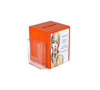 Pos Display Shop Orange Acrylic Suggestion Comments Ballot Feedback Collection Box with Leaflet Holder and A5 Portrait Poster Holder PDS9470 (Orange)