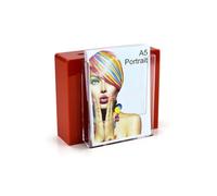 Pos Display Shop Slim Red Acrylic Suggestion Comments Ticket Collection Box with A5 Portrait Leaflet Holder - BB0016 (Red)
