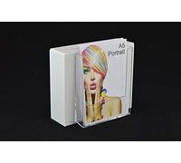 Pos Display Shop Slim White Acrylic Suggestion Comments Ticket Collection Box with A5 Portrait Leaflet Holder - BB0016 (White)