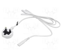 POSAC-C7UK18WH Cable 2x0.75mm² BS 1363 (G) Male, IEC C7 Female PVC 1.8m POS