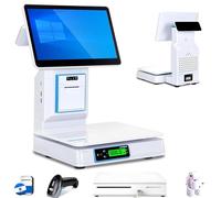 POS System with Touchscreen Cash Register, Weighing Scale, Receipt Printer, Barcode Scanner, Dual Display Price Computing Scale, AI Product Recognition