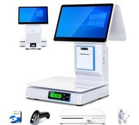 POS System with Touchscreen Cash Register, Weighing Scale, Receipt Printer, Barcode Scanner, Dual Display Price Computing Scale, AI Product Recognition