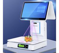 POS System with Weighing Scale & Receipt Printer,15.6" Touchscreen Cash Register,Commercial Checkout Scale,Barcode Scanner,Dual Display Price Computing Scale with AI Product Recognition