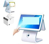POS Touch Screen Monitor, 15.6 Inch Multi-Touch Display, Printer with 10 Paper Rolls for Office and Restaurant Use, LED Touchscreen, Cash Register Terminal