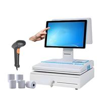 POS Touch Screen Monitor with Multi-Touch, Handheld Scanner, Cash Register Keyboard, and Printer for Office and Restaurant Use