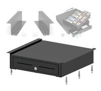 POS VALLEY Cash Register Drawer with Metal Brackets for Mounting Under the Counter - Internal 4 Banknotes / 8 Coins (Euro), 24 V RJ11/12, 41 x 41 x 11 cm