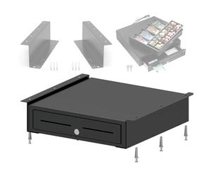 POS VALLEY Cash Register Drawer with Metal Brackets for Mounting Under the Counter - Internal 4 Banknotes / 8 Coins (Euro), 24 V RJ11/12, 41 x 41 x 11 cm