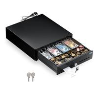 POS VALLEY Mini Small Cash Register Drawer, Automatic Opening RJ11 and Key, Cash Insert 4 Banknotes and 8 Coins (Euro), 33 x 33 cm