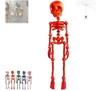 Posable Skeleton Fridge Magnet - 3D Printed Funny Goth Skeleton Fridge Magnets, Decorative Skull Halloween Refrigerator Magnet for Refrigerator Locker Whiteboard Kitchen Office (Red)