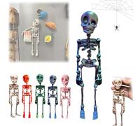 Posable Skull Fridge Magnets,Goth Fridge Magnets Skeleton,3D Printed Articulated Skeleton,Mini Skull Fridge Magnets with Movable Joints,Multi-Color Human Skull Magnetic Decor for Refrigerator Locker