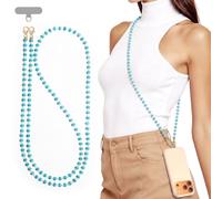 POSADINA Natural Stone Crossbody Phone Lanyard, Real Crystal Beaded Cell Phone Chain for Women, Hands-Free Shoulder Strap with Tether Tab, Durable Anti-Loss Cord