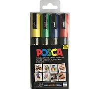 POSCA 153544133 Permanent Paint Marker Assorted Medium Bullet 1.8 - 2.5 mm Pack of 4