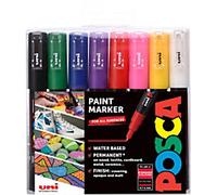 POSCA 153544382 Permanent Paint Marker Assorted Fine Bullet - 0.7 mm Pack of 8
