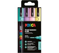 Posca 182546 Set of 4 Acrylic Pastel Pens PC-5M Permanent Marker 1.8-2.5mm Round Tip