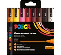 Posca 182549 - Set of 8 PC-5M Acrylic Pens - Permanent Marker with Round Tip 1.8-2.5 mm