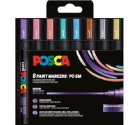 Posca 182557 - Set of 8 Metallic PC-5M Acrylic Pens - Permanent Marker 1.8-2.5mm Round Tip