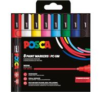 Posca 182558 - Set of 8 PC-5M Acrylic Pens - Permanent Marker with Round Tip 1.8-2.5 mm