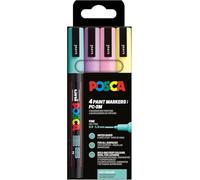 Posca 186542 Marker Set 4 PC-3M Acrylic Pens Permanent Marker 0.9-1.3mm Round Tip
